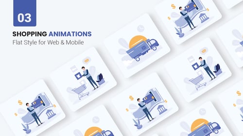 Animated Online Shopping Concepts in Flat Design Style