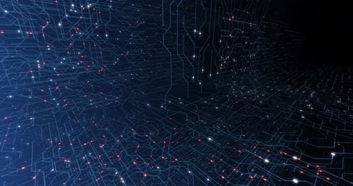 Boucle continue 4K de technologie de circuits d'impression, concept cybernétique et futuriste.