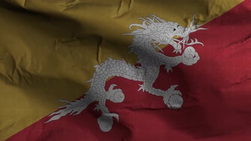 Realistic Bhutan National Flag Waving Loop