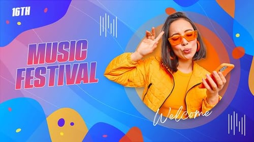 Dynamic Music Festival Intro with Fluid Shapes and Gradient Text