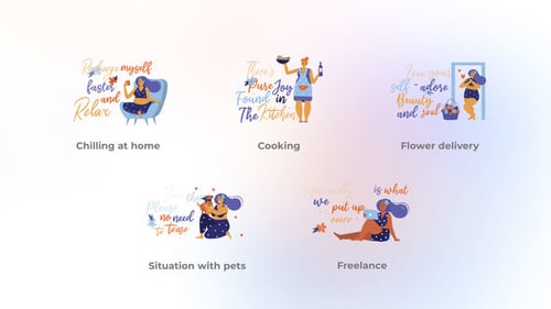 Animated Self-Care Quotes with Illustrated Positive Text Concepts