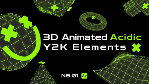 3D Animated Acidic Y2K Elements