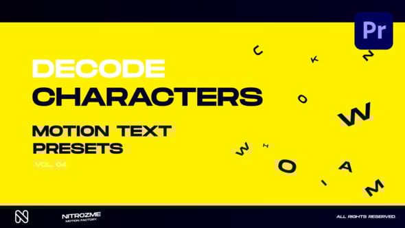 Characters Motion Text: Decode Vol. 04 for Premiere Pro, Titles ft ...