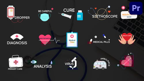 Animated Medical Titles Pack with Flat Healthcare Icons