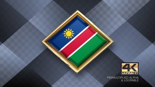 3D Glossy Flag Animation in Golden Diamond Frame