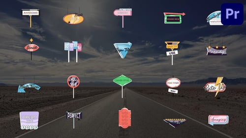 Animated Road Sign Titles and Callouts Pack with Customizable Text
