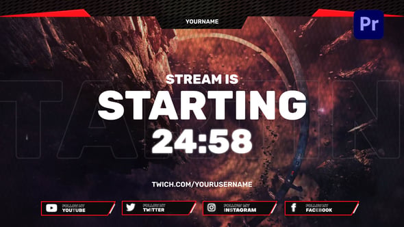 Red Stream Gaming Pack for Premiere Pro, Broadcast Packages ft. stream ...