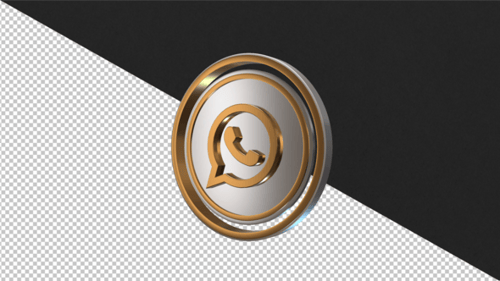 3D Golden Metallic WhatsApp Logo Icon Rotation Animation