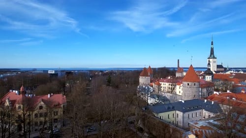 Aerial View of Tallinn Medieval Old Town, Estonia