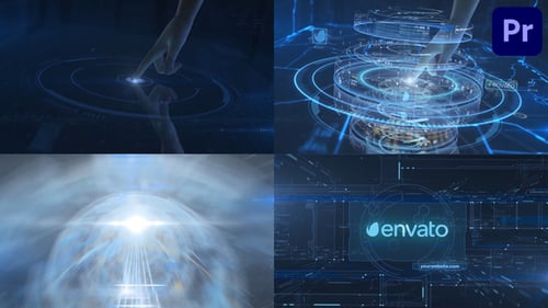 Futuristic Digital HUD Tech Logo Reveal Intro