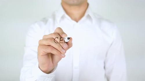 Man Writing Celebrate Success with Marker