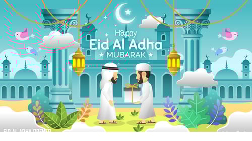 Animated Eid Al Adha Flat Design Greeting