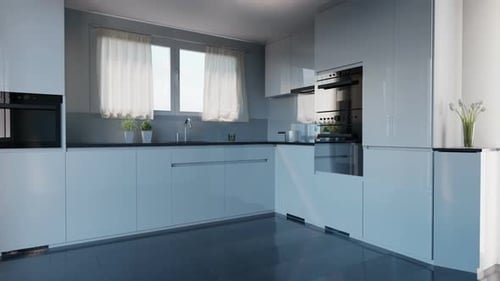 Modern Minimalist Kitchen Design with Sleek White Interiors