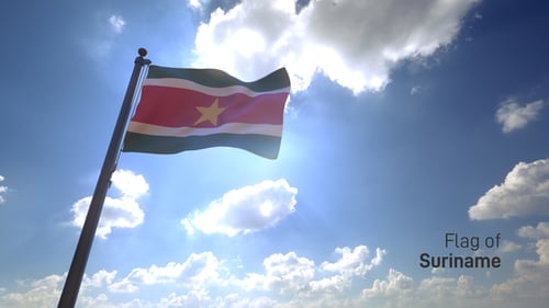 Drapeau du Suriname sur un mât V4