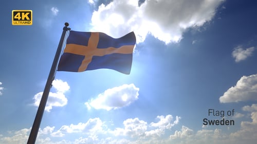 Realistic Swedish Flag Waving in Sunlight Animation