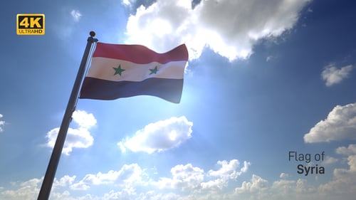 Syrien-Flagge auf einem Fahnenmast V4 - 4K