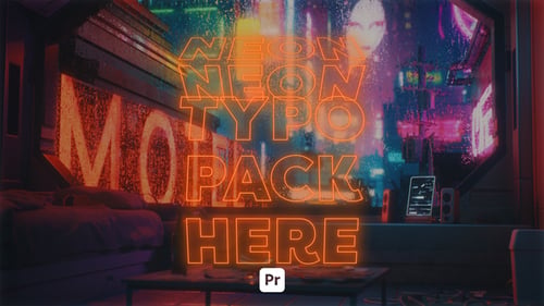 Kinetic Neon Typography 2 for Premiere Pro - Glowing Text Animation Template