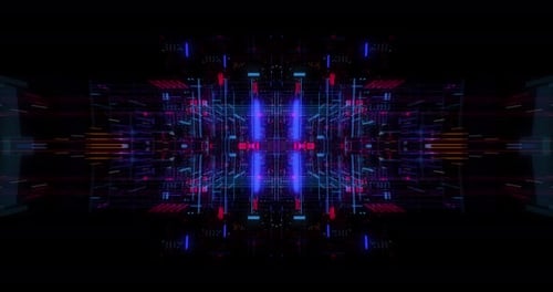 Abstract hologram 3D Big Data Digital City with futuristic matrix.