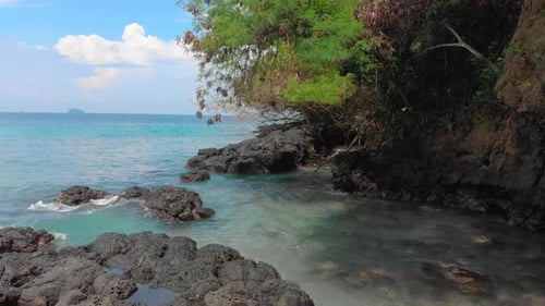 Aerial Shot of a Fantastic Blue Lagoon Beach on the Bali Island with a Crystal Clear Blue Water and