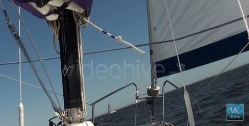 Sailing on a Yacht in Bright Daylight