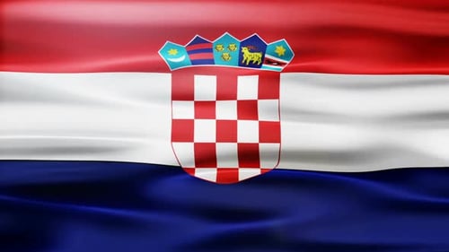 Realistic Croatian Flag Waving Seamless Loop Background