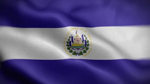 Realistic Waving Flag of El Salvador with Fabric Texture