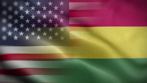 United States and Guinea Waving Flags Background Animation