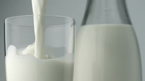 Pouring milk into glass, Slow Motion