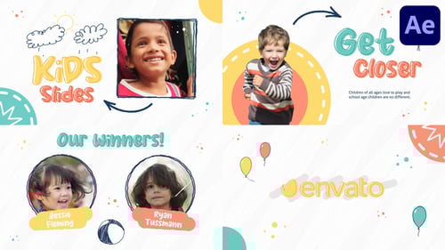 Playful Kids Slideshow with Hand-Drawn Doodles and Rounded Typography