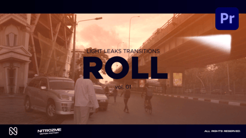 Cinematic Light Leak Roll Transitions Pack for Video Editing