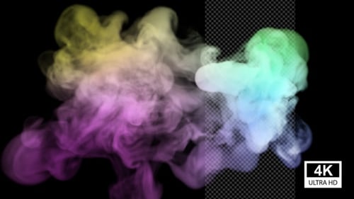 Colorful Fluid Smoke Expanding Transition on Black Background