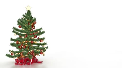 Rotating Christmas Tree with Lights, Ornaments, and Gifts