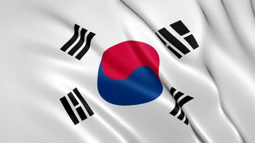 Waving South Korea Flag Realistic Loop