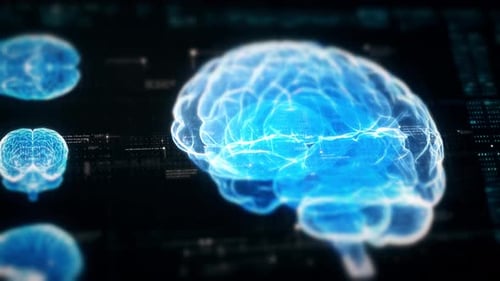 Futuristic Digital Brain Hologram Science Technology Animation