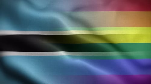 Waving Botswana and Progress Pride Flag Animation