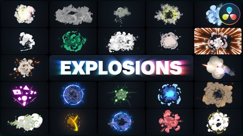 Dynamic Cartoon Explosion Pack with Energy and Glitch Effects