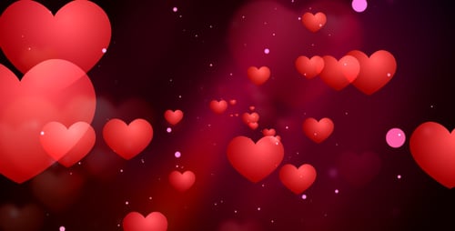Animated Red Hearts Floating Seamless Loop Background