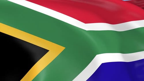 Realistic Waving South African National Flag Loop Animation