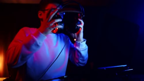 Man Gamer Loses an Videogame on Laptop and is Very Disappointed and Annoyed Front View