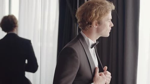 Man in Tuxedo Getting Ready for Wedding