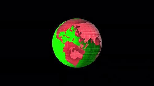 Animated Rotating Global Map with Wireframe Grid
