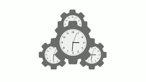 Relógio de ícone de engrenagem de cor cinza isolado em fundo branco