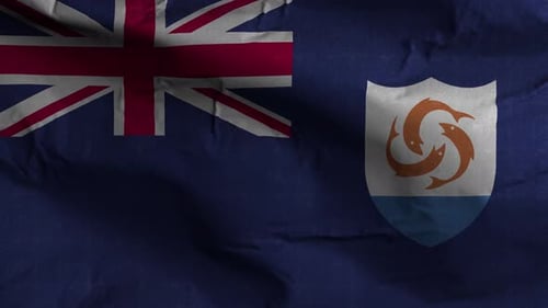 Anguilla Flag Waving Realistic Loop Animation