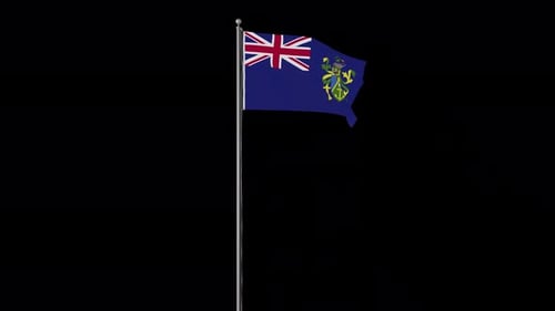 Pitcairn Islands Flag Waving on Alpha Channel