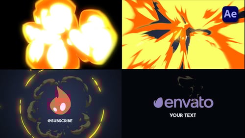 Cartoon Explosion Logo Reveal with Fluid Fire Animation