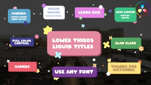 Playful Liquid Lower Thirds Titles with Dynamic Splash Animations
