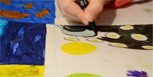 Hand Drawing Art with a Marker Close Up
