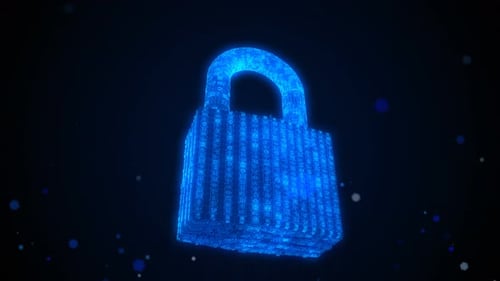 Futuristic Digital Padlock Icon Reveal for Data Security