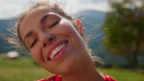 Closeup Happy Woman Face with Bright Smile