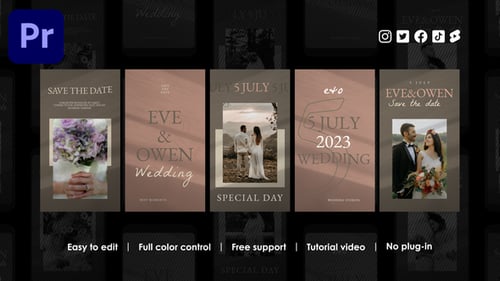 Elegant Wedding Save the Date Instagram Stories Templates